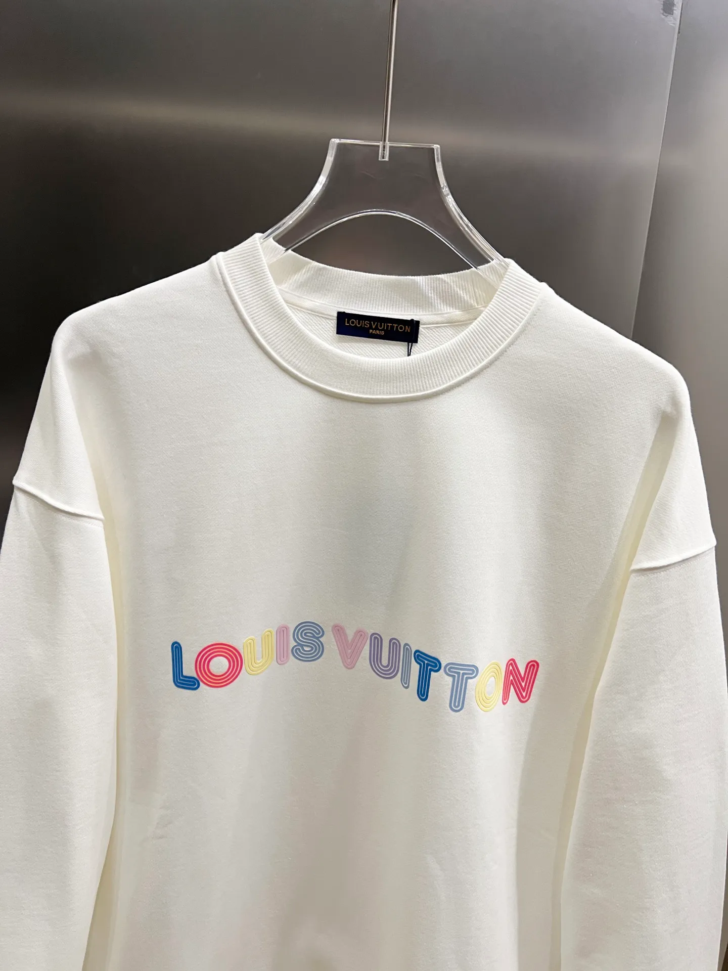 🅿️260 1v Louis* 2025 Autumn and Winter New Style Customized Double Yarn Fabric Round Neck Long Sleeve Sweater Classic Letter Foaming Technology High-End Version! The same loose version for men and women S M L XL XXL five sizes color black white